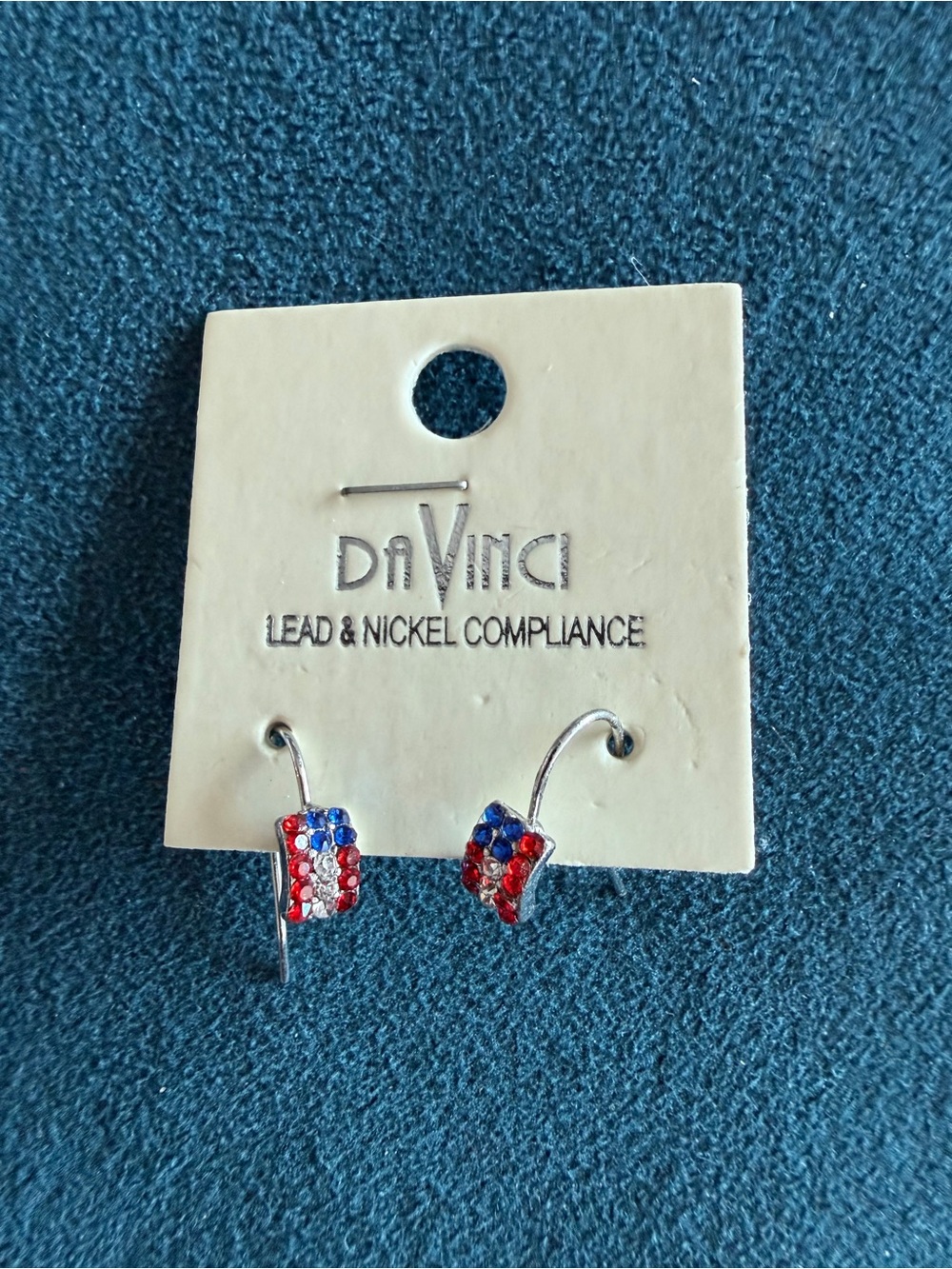 DaVinci Red, Blue & Clear Crystal drop Earrings